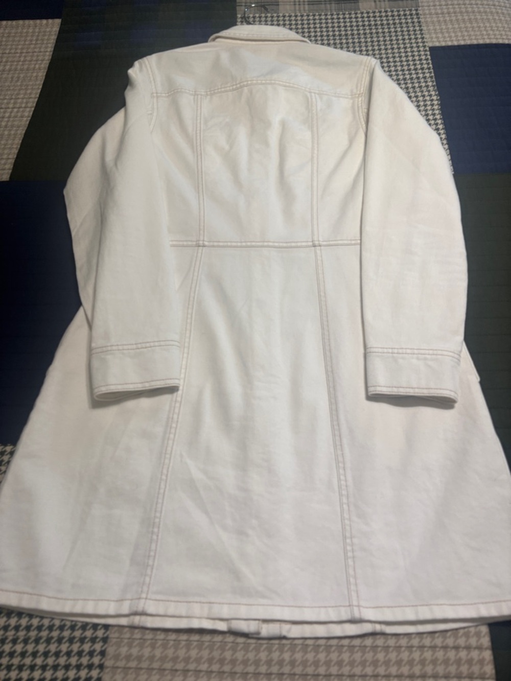 Frye White Long-Sleeve Button-Front Mini Denim Dress - Picture 6 of 10